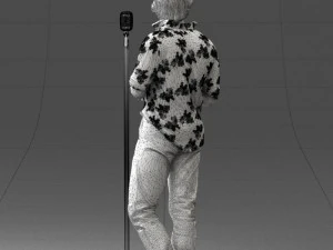 000263 Male Singer with Microphone 0430 3D Model