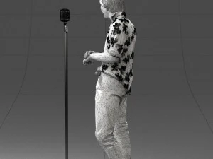 000263 Male Singer with Microphone 0430 3D Model