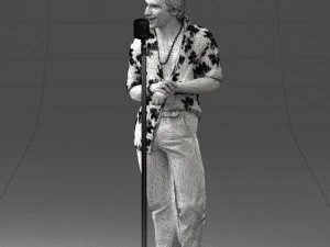 000263 Male Singer with Microphone 0430 3D Model