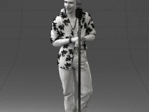 000263 Male Singer with Microphone 0430 3D Model