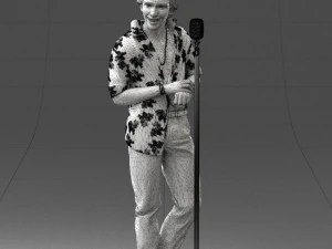 000263 Male Singer with Microphone 0430 3D Model