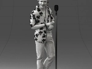 000263 Male Singer with Microphone 0430 3D Model