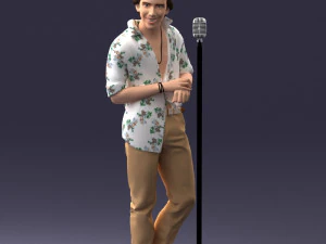000263 マイク付き男性歌手 0430 3dp 3Dプリントモデル