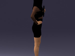 000260 Young Female DJ with Vinyl Record and Headphones 0328 3dp Model 3D