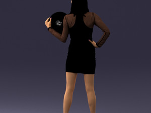 000260 Young Female DJ with Vinyl Record and Headphones 0328 3dp Model 3D