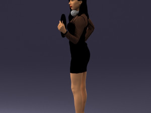 000260 Young Female DJ with Vinyl Record and Headphones 0328 3dp Model 3D