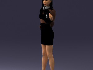 000260 Young Female DJ with Vinyl Record and Headphones 0328 3dp Model 3D