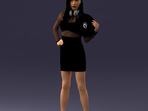 000260 Young Female DJ with Vinyl Record and Headphones 0328 3dp Model 3D