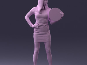 000260 Young Female DJ with Vinyl Record and Headphones 0328 3dp Model 3D