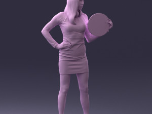000260 Young Female DJ with Vinyl Record and Headphones 0328 3dp Model 3D