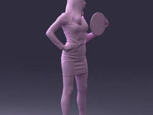 000260 Young Female DJ with Vinyl Record and Headphones 0328 3dp Model 3D