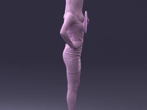 000260 Young Female DJ with Vinyl Record and Headphones 0328 3dp Model 3D