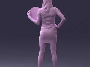 000260 Young Female DJ with Vinyl Record and Headphones 0328 3dp Model 3D