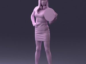 000260 Young Female DJ with Vinyl Record and Headphones 0328 3dp Model 3D