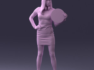 000260 Young Female DJ with Vinyl Record and Headphones 0328 3dp Model 3D