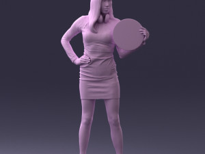 000260 Young Female DJ with Vinyl Record and Headphones 0328 3dp Model 3D