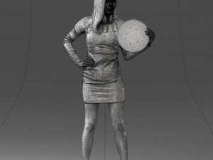 000260 Young Female DJ with Vinyl Record and Headphones 0328 3dp Model 3D