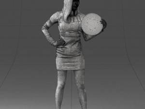 000260 Young Female DJ with Vinyl Record and Headphones 0328 3dp Model 3D