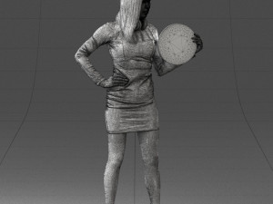 000260 Young Female DJ with Vinyl Record and Headphones 0328 3dp Model 3D