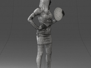 000260 Young Female DJ with Vinyl Record and Headphones 0328 3dp Model 3D