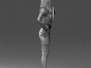 000260 Young Female DJ with Vinyl Record and Headphones 0328 3dp Model 3D