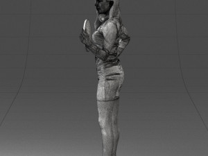 000260 Young Female DJ with Vinyl Record and Headphones 0328 3dp Model 3D