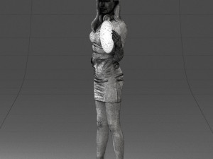 000260 Young Female DJ with Vinyl Record and Headphones 0328 3dp Model 3D