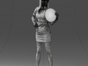 000260 Young Female DJ with Vinyl Record and Headphones 0328 3dp Model 3D