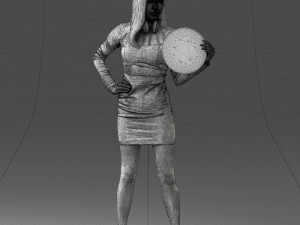 000260 Young Female DJ with Vinyl Record and Headphones 0328 3dp Model 3D