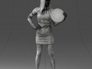 000260 Young Female DJ with Vinyl Record and Headphones 0328 3dp Model 3D