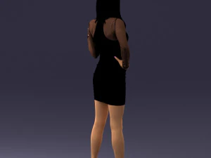 000260 Young Female DJ with Vinyl Record and Headphones 0328 3dp 3D Print Model
