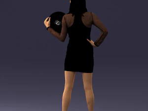 000260 Young Female DJ with Vinyl Record and Headphones 0328 3dp 3D Print Model