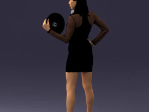 000260 Young Female DJ with Vinyl Record and Headphones 0328 3dp 3D Print Model