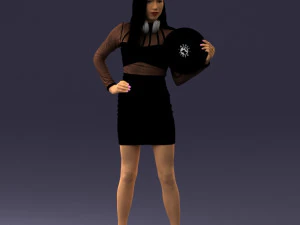 000260 Young Female DJ with Vinyl Record and Headphones 0328 3dp 3D Print Model