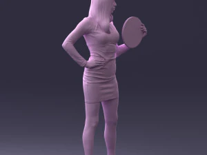 000260 Young Female DJ with Vinyl Record and Headphones 0328 3dp 3D Print Model