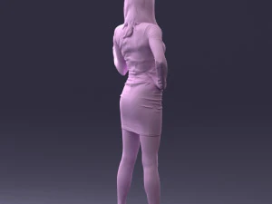 000260 Young Female DJ with Vinyl Record and Headphones 0328 3dp 3D Print Model
