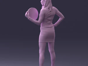 000260 Young Female DJ with Vinyl Record and Headphones 0328 3dp 3D Print Model