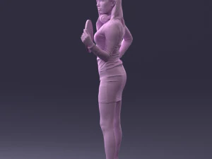 000260 Young Female DJ with Vinyl Record and Headphones 0328 3dp 3D Print Model