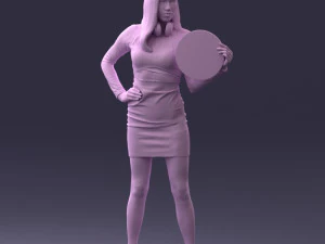 000260 Young Female DJ with Vinyl Record and Headphones 0328 3dp 3D Print Model