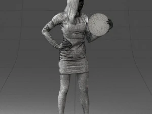 000260 Young Female DJ with Vinyl Record and Headphones 0328 3dp 3D Print Model