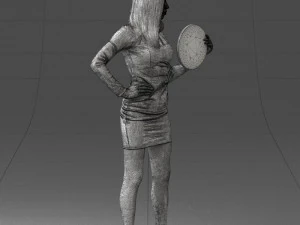 000260 Young Female DJ with Vinyl Record and Headphones 0328 3dp 3D Print Model