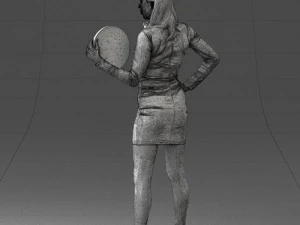 000260 Young Female DJ with Vinyl Record and Headphones 0328 3dp 3D Print Model