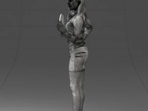 000260 Young Female DJ with Vinyl Record and Headphones 0328 3dp 3D Print Model