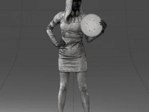 000260 Young Female DJ with Vinyl Record and Headphones 0328 3dp 3D Print Model