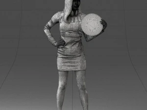 000260 Young Female DJ with Vinyl Record and Headphones 0328 3dp 3D Print Model