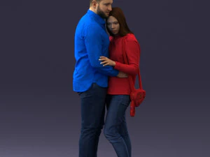 000258 Young Couple Hugging 0316 3D Model