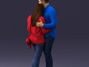000258 Young Couple Hugging 0316 3D Model