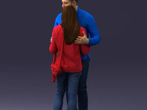 000258 Young Couple Hugging 0316 3D Model