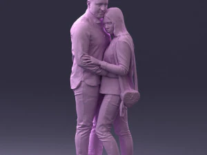 000258 Young Couple Hugging 0316 3D Model
