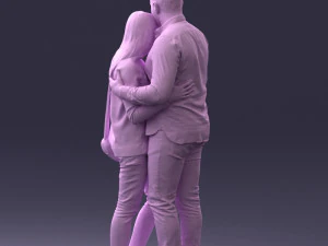 000258 Young Couple Hugging 0316 3D Model